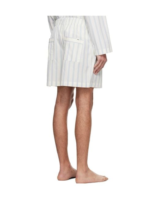 Tekla White Drawstring Pajama Shorts for men