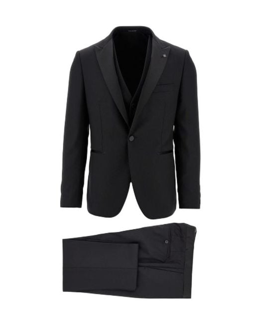 Tagliatore Black Long-Sleeved Suit for men