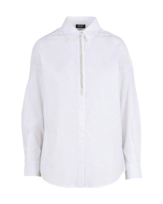 Liu Jo White Long-Sleeved Lapel Shirt