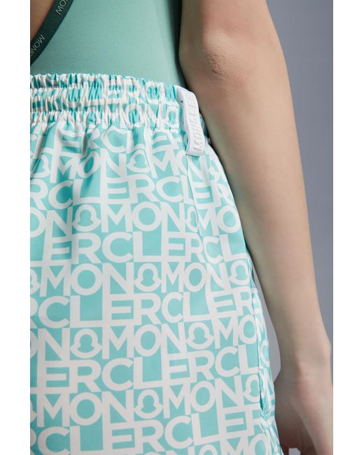 Moncler Blue Logo Print Shorts