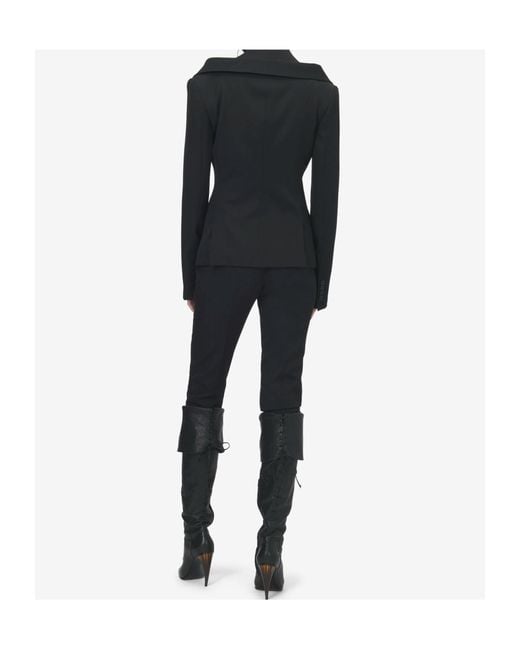 McQueen Black Off-The-Shoulder Harness Jacket