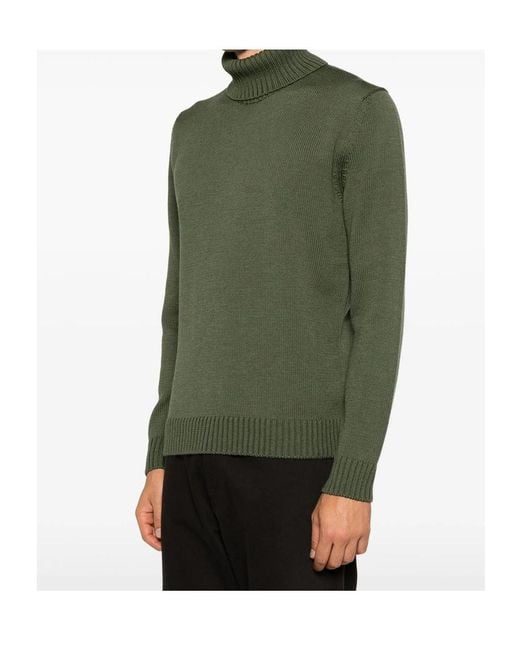 Zanone Green Roll-Neck Ribbed Sweater for men