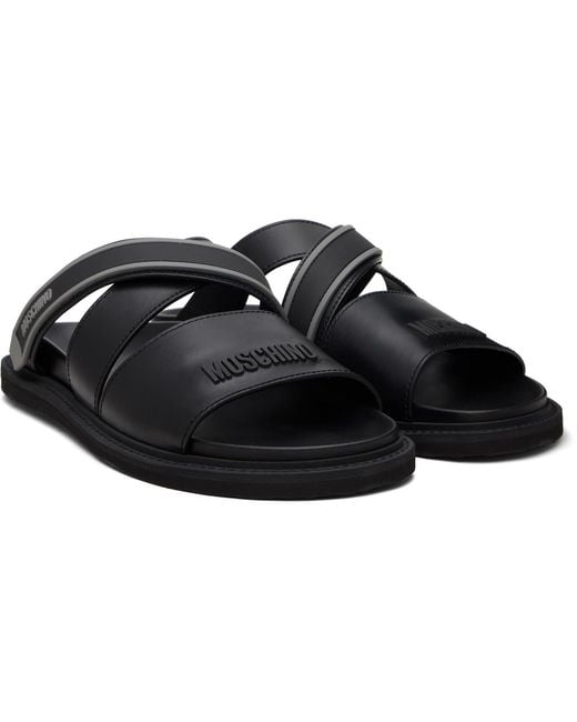 Moschino Black Sporty Slippers for men