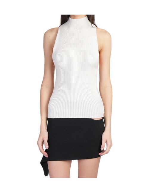 Courreges White Courrèges Sleeveless Ribbed-Knit Tank Top