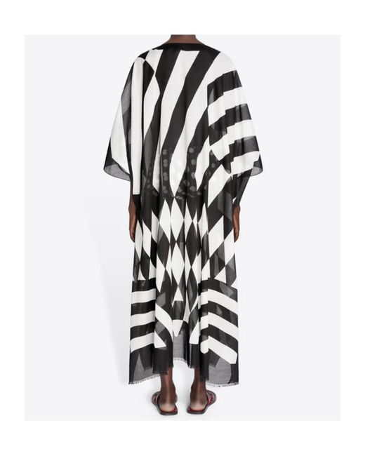 Dries Van Noten Black Oversized Graphic Printed Kaftan