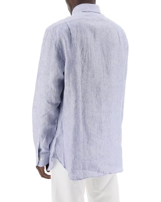 Polo Ralph Lauren Blue Pony Embroidered Long-Sleeved Shirt for men