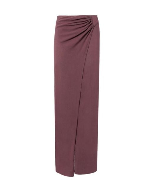 ANDAMANE Purple Phoebe Wrap Effect Midi Skirt