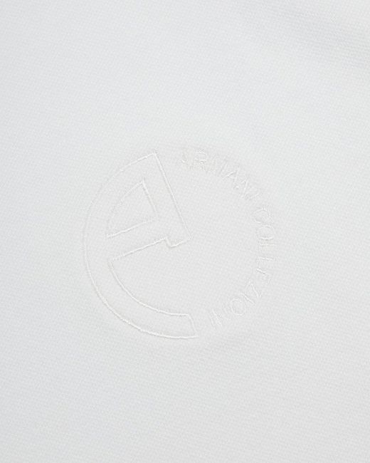 Armani Collezioni White Logo Embroidered Polo Shirt for men