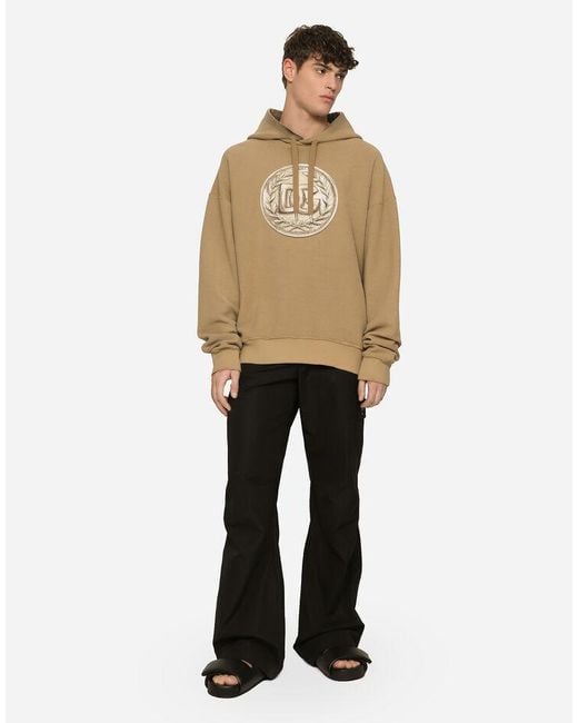 Dolce & Gabbana Natural Logo Printed Drawstring Hoodie for men
