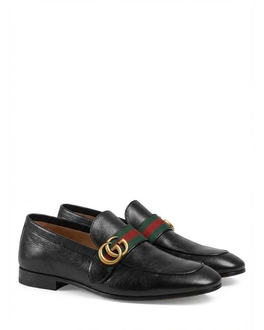 Gucci Black Gg Web Loafers for men