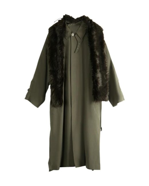 Magliano Green Faux-Fur Panelled Coat for men