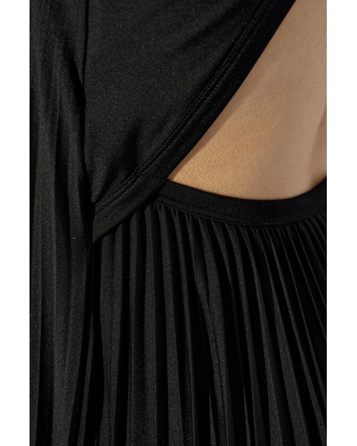 Sportmax Black Pleated Cut-Out Sleeveless Dress