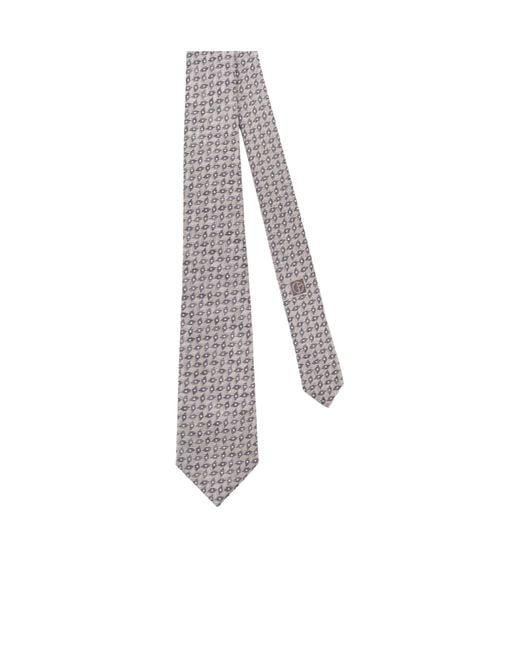 Giorgio Armani White Micro Pattern Silk Tie for men