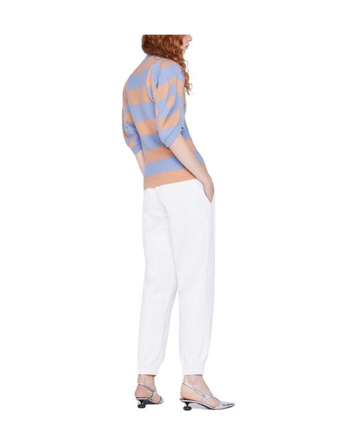 Stella McCartney Blue Striped Puff-Sleeve Jumper