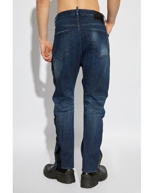 DSquared² Blue Distressed Straight-Leg Jeans for men