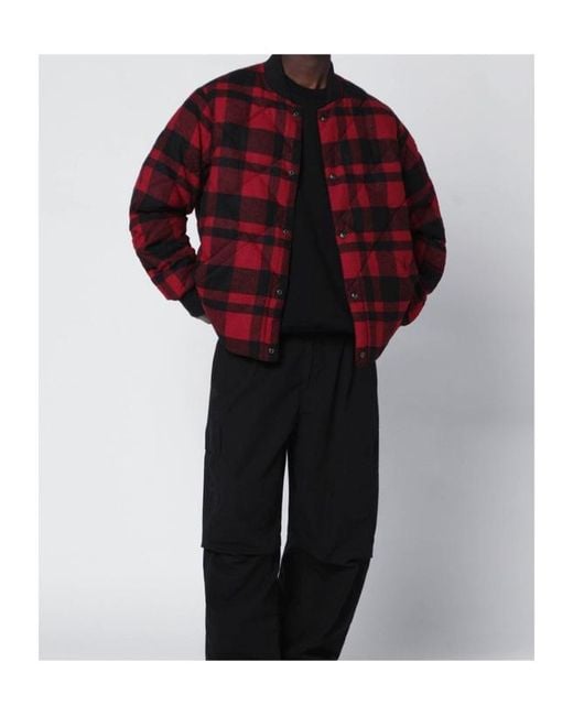 Ralph Lauren Red Quilted Check Bomber for men