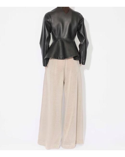 Alaïa Blue Lambskin Peplum Leather Jacket