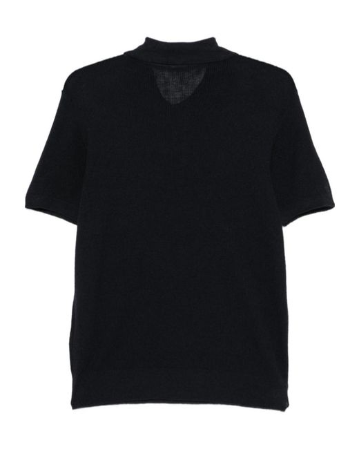 Barena Black Button Knitted Polo Shirt for men