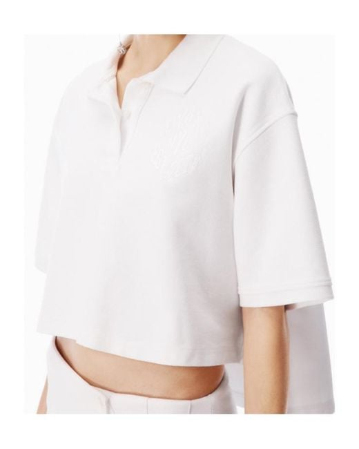 Alexander Wang White Cropped Piqué Polo T-Shirt