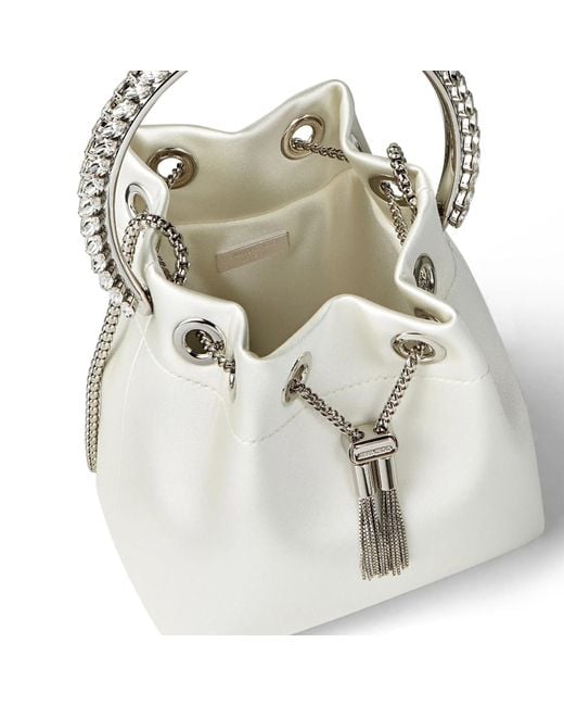 Jimmy Choo White Bon Bon Bucket Bag