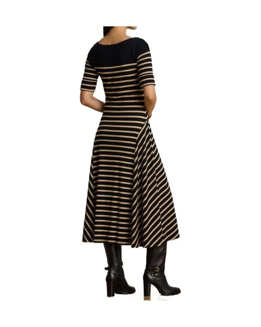 Ralph Lauren Black Boat-Neck Jersey Midi Dress