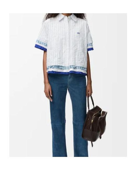 Loewe White Striped Short-Sleeve Shirt