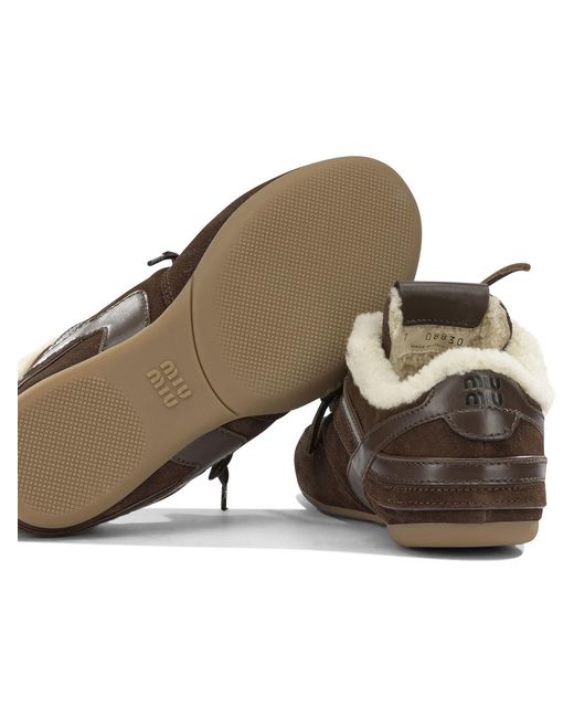 Miu Miu Brown Gymnasium Low-Top Sneakers