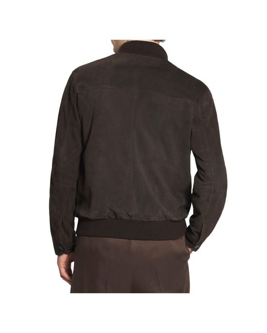 Brioni Black Dark Perforated Suede 75 Blouson for men