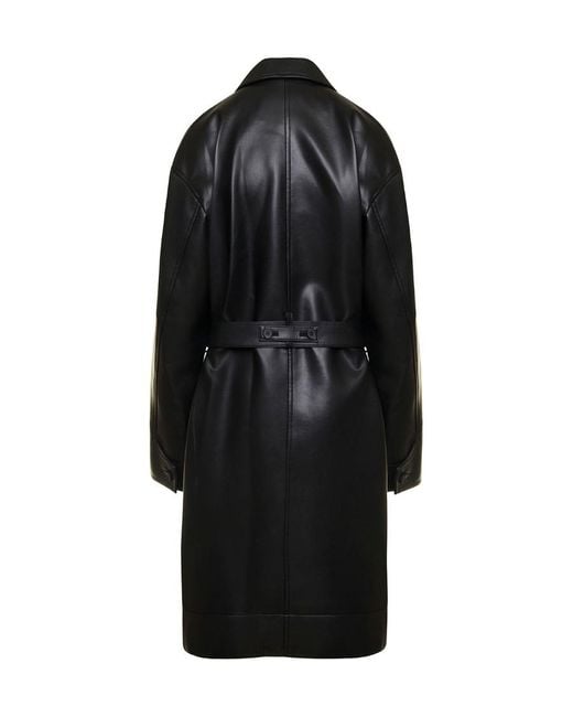 Low Classic Black Patent-Finish Belted Trench Coat