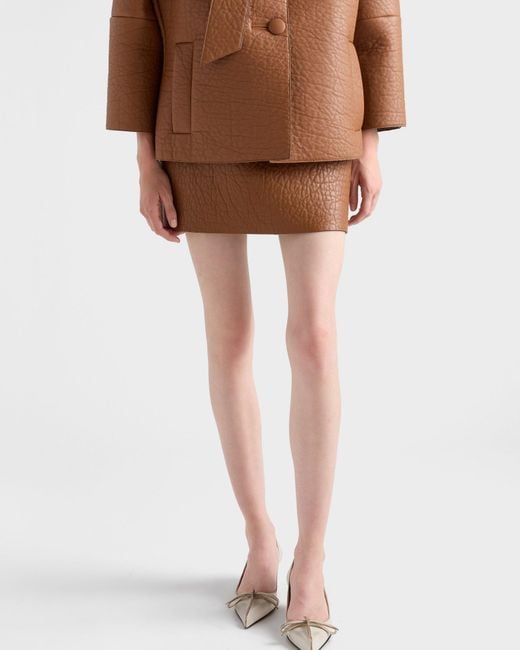 Prada Brown Nappa Leather Mini Skirt