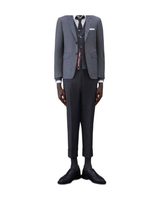 Thom Browne Black Super 120S Twill Trousers for men