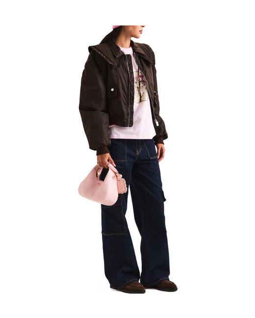 Ganni Black Short Flight Jacket