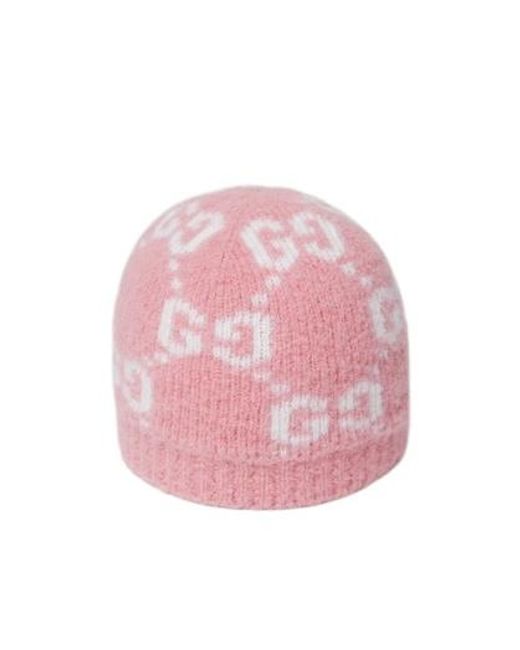 Gucci Pink Gg Alpaca Blend Hat