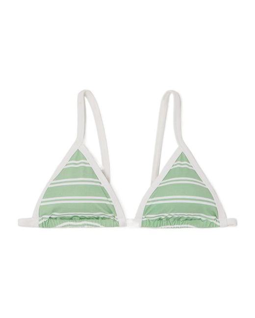 Marysia Swim Green Striped Triangle Bikini Top