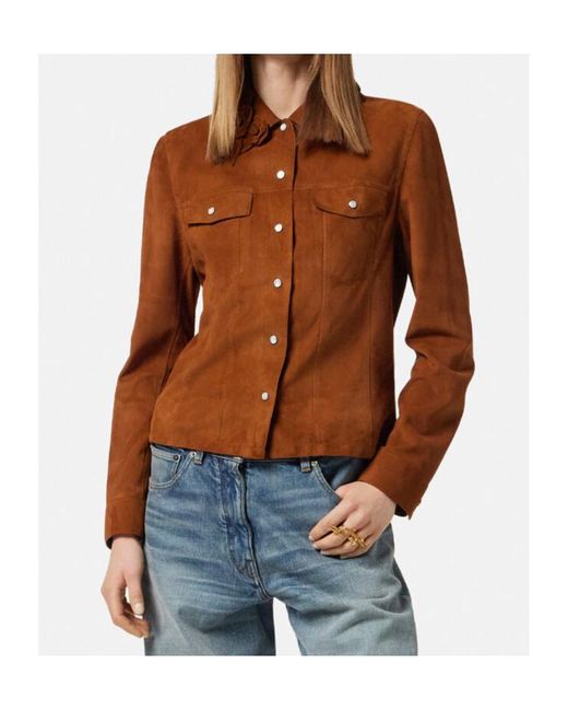 Versace Brown Floral Button-Up Jacket