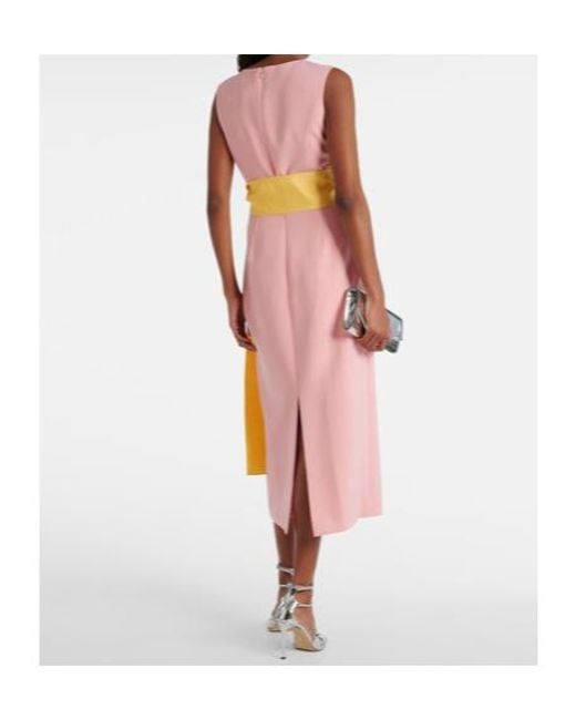 Carolina Herrera Yellow Bow-Detail Crepe Midi Dress