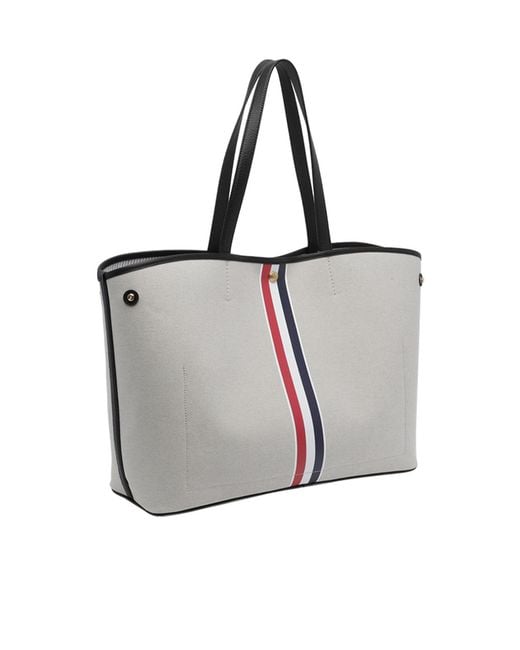 Thom Browne Gray Rwb Stripe Tool Tote Bag for men