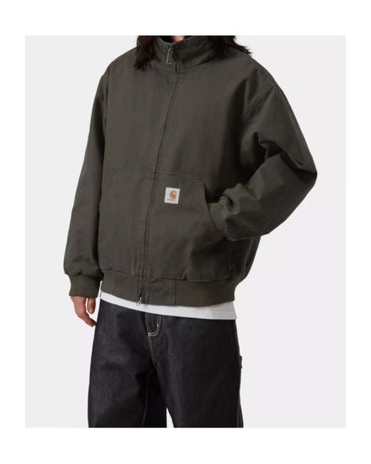 Carhartt Gray Ravon Logo-Patch Zip-Up Jacket for men