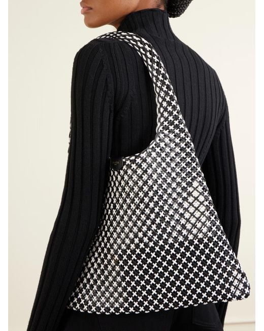 Alaïa Gray Woven Leather Hobo Shoulder Bag