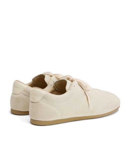 Lemaire White Quilted Suede Sneakers