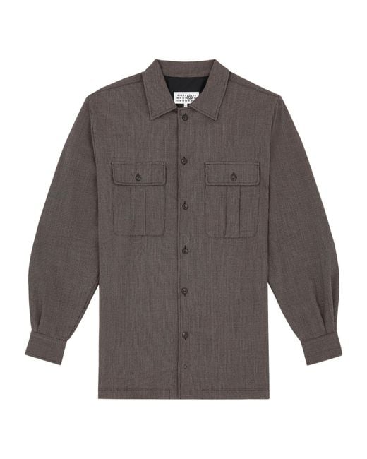 MM6 by Maison Margiela Gray Tweed Shirt Dress