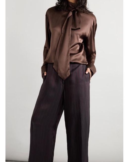 Dries Van Noten Brown Tie-Neck Blouse