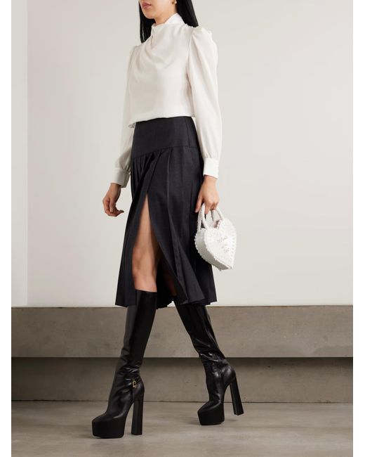 Alessandra Rich White Pleated Turtleneck Shirt