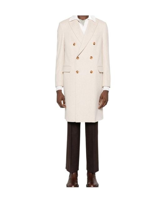 Lardini Natural Double-Breasted Coat for men