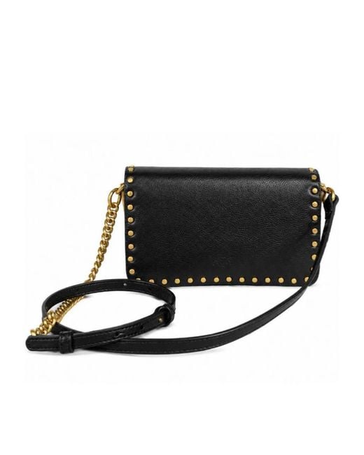 Pinko Black Stud Detailed Baby Love Slouchy Crossbody Bag