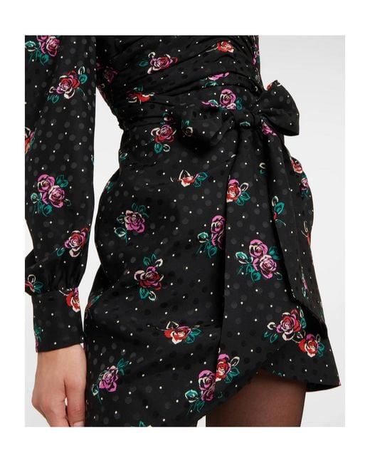 Alessandra Rich Black Floral Silk Minidress