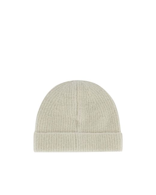Massimo Osti Studio White Ribbed Beanie Hat for men
