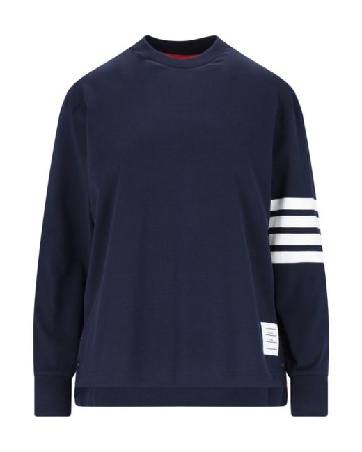Thom Browne Blue Engineered 4-Bar Long Sleeve T-Shirt