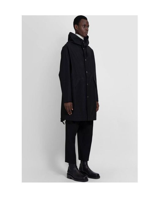 Jil Sander Black Logo Printed Drawstring Hooded Parka for men