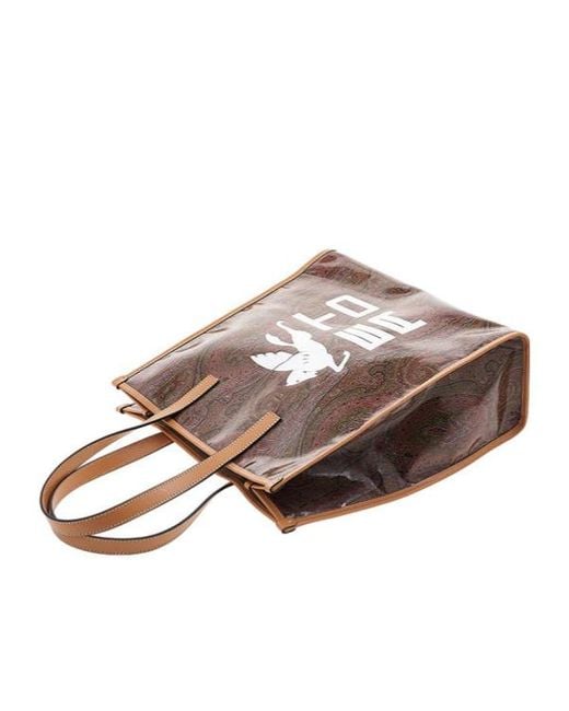 Etro Brown Logo-Print Tote Bag for men